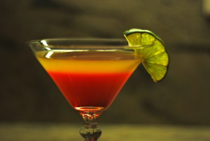 a red and yellow cocktail